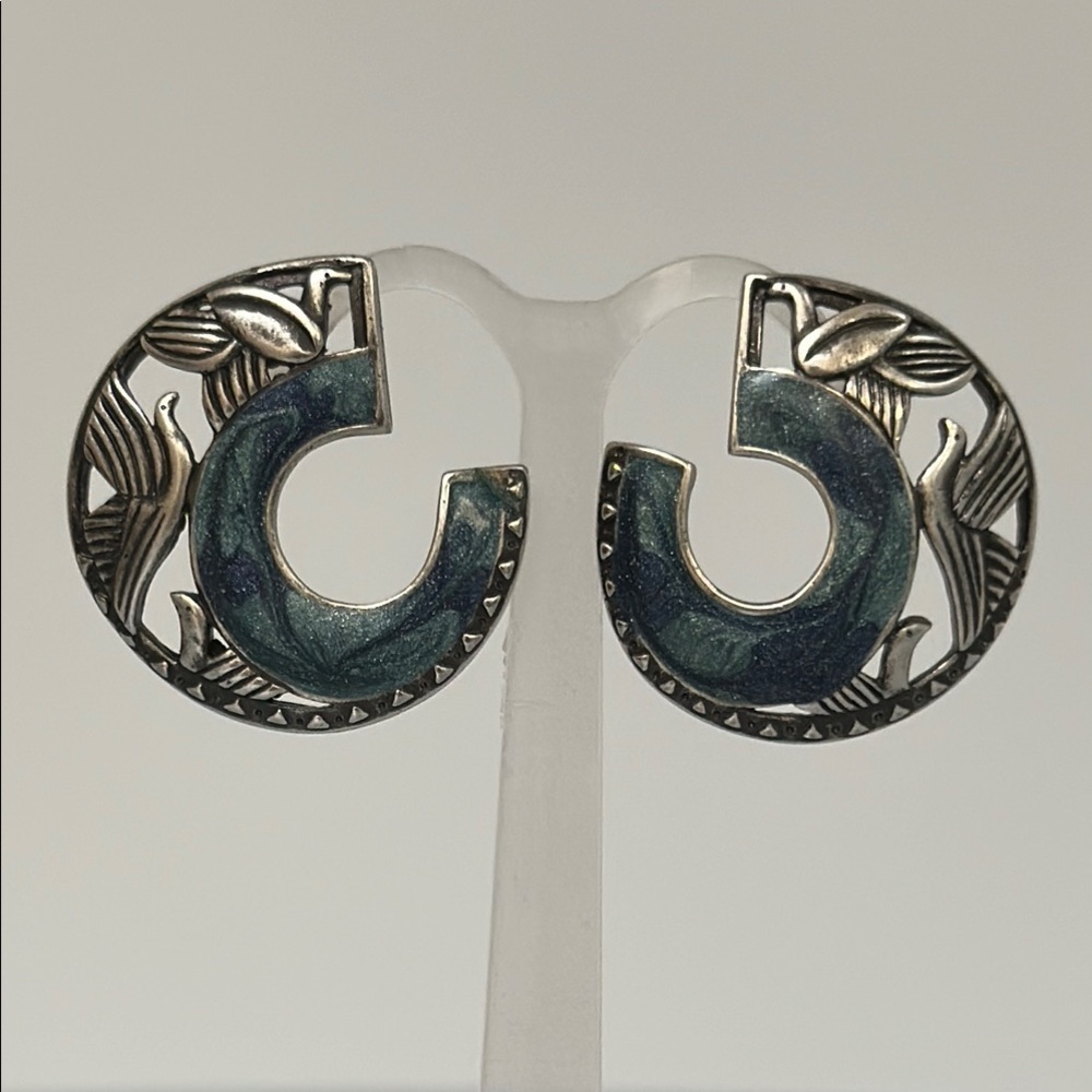 Elegant 925 Silver And Blue Earrings